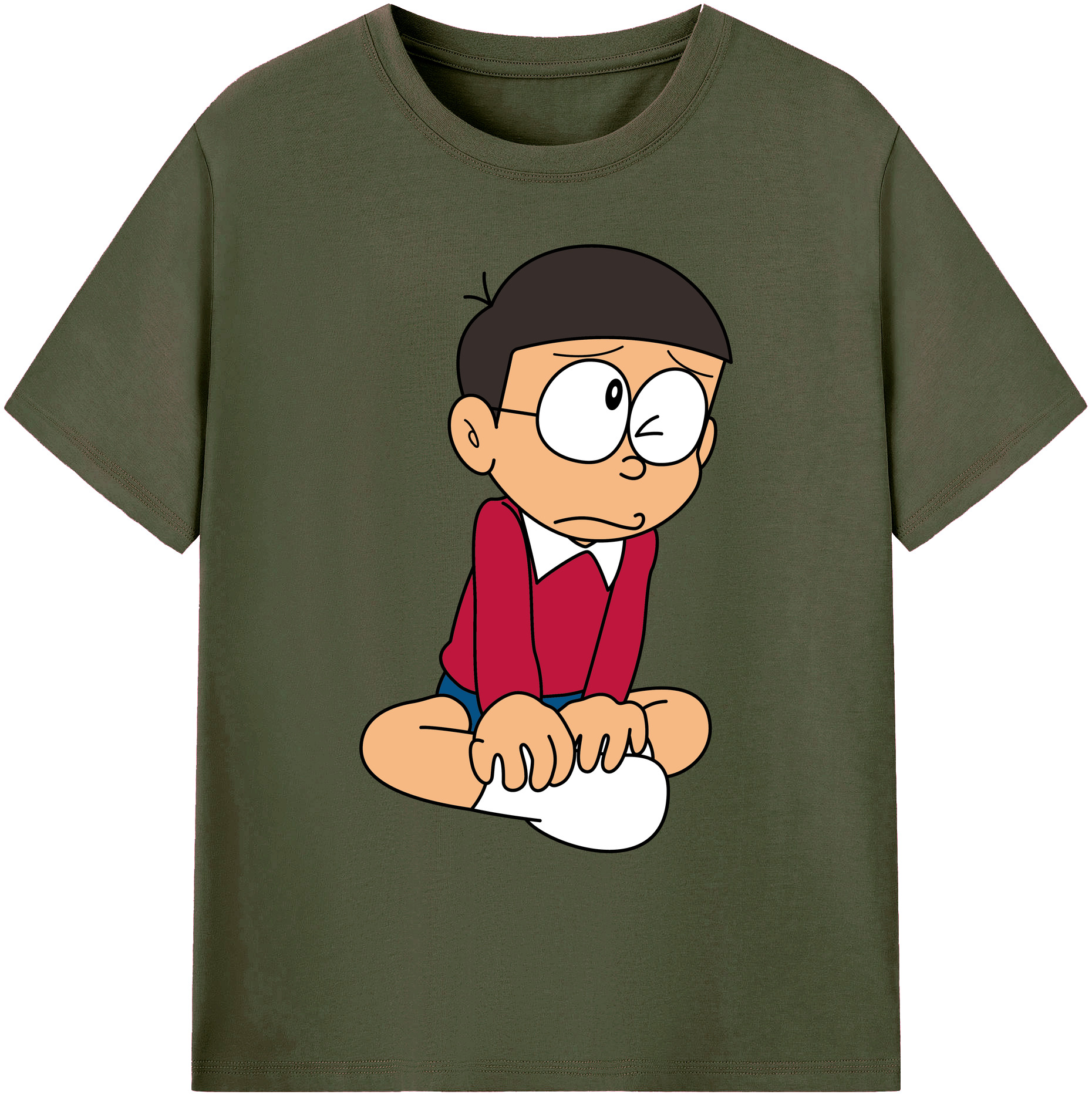 （画像用） ドラえもん 野比 のび太 Doraemon Nobita Nobi 綿100％ メンズ半袖Tシャツ｜肌触りやわらか＆通気性